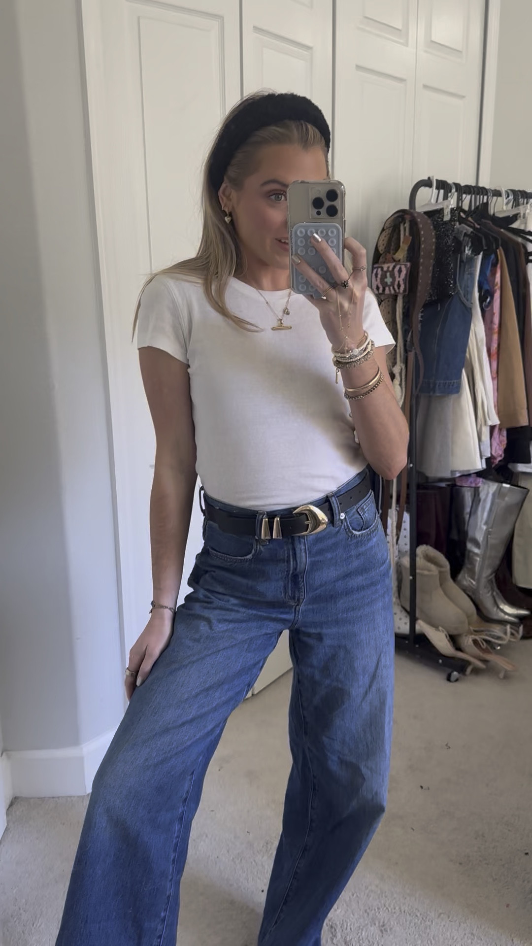 Amazon XZQTIVE Women's Leather Belts for Jeans Dress Pants Black Brown Belts for Women Ladies Waist Belts with Gold Buckle. Black belt. Aureum collective belt dupe. 

#LTKStyleTip #LTKWatchNow #LTKFindsUnder50