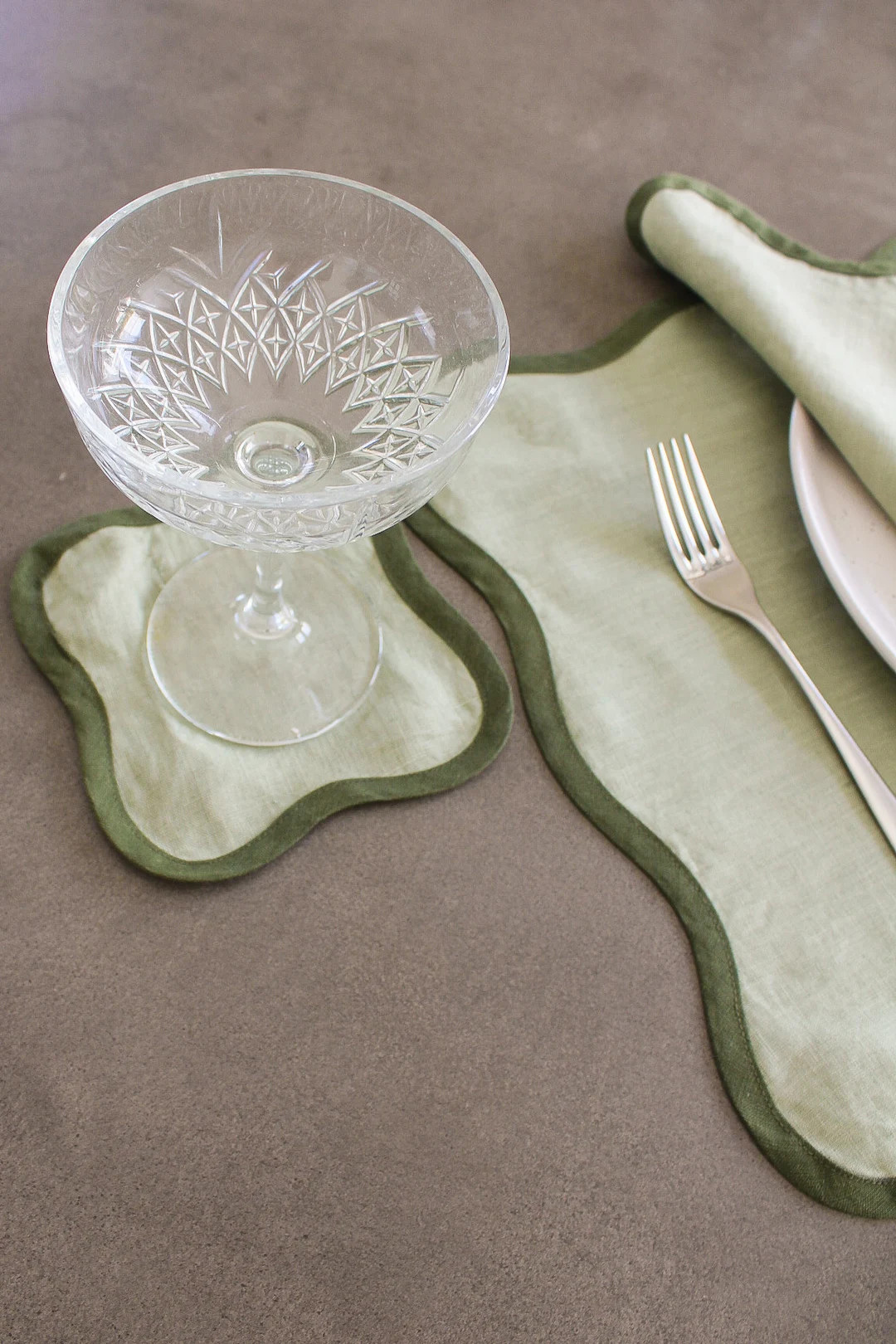 Scalloped Coasters in Forrest and Sage Green set of Four - Etsy | Etsy (US)