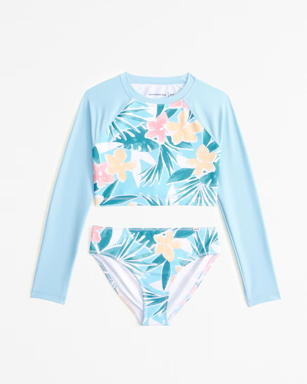 two-piece long-sleeve rashguard swimsuit | Abercrombie & Fitch (US)