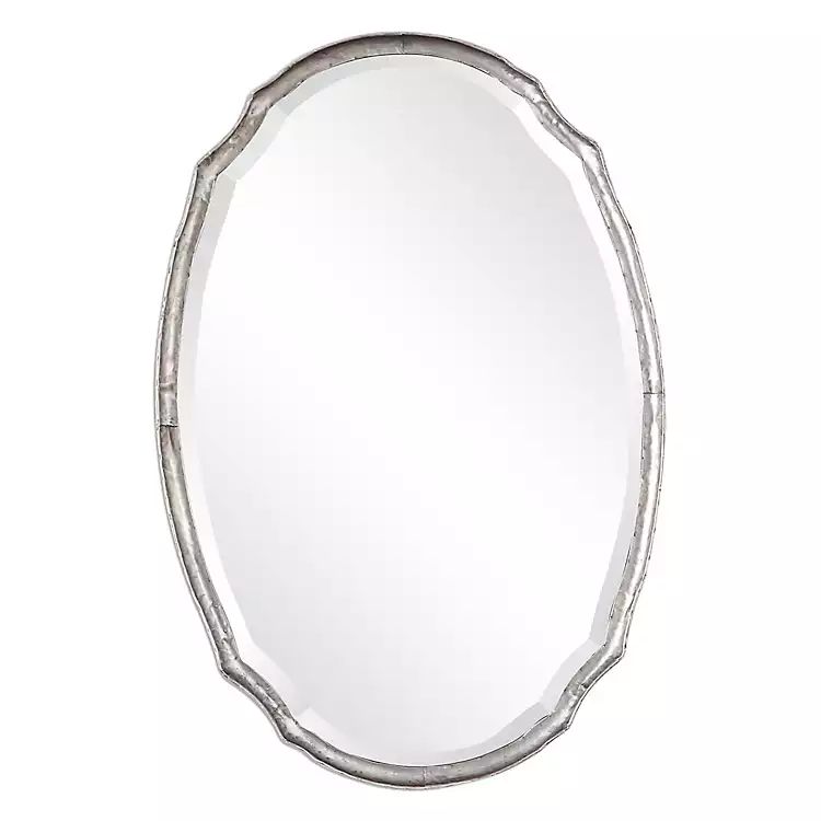 New!Silver Hammered Metal Oval Wall Mirror | Kirkland's Home