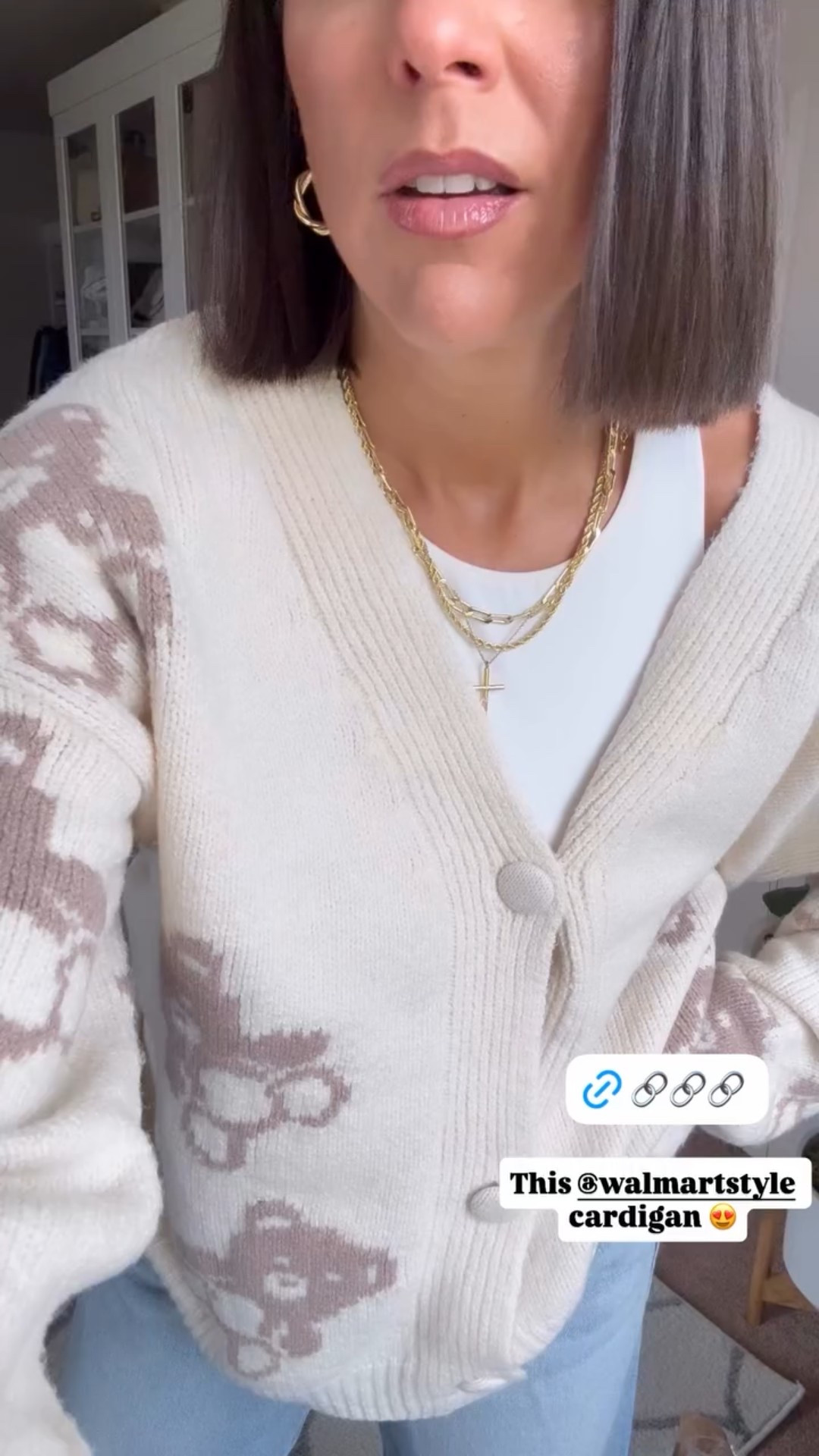 This @walmartstyle cardigan 😍 size xs. Size DOWN at least in jeans! Run big! I sized down one to a zero and they are still loose 

#LTKHoliday #LTKSeasonal #LTKFindsUnder100