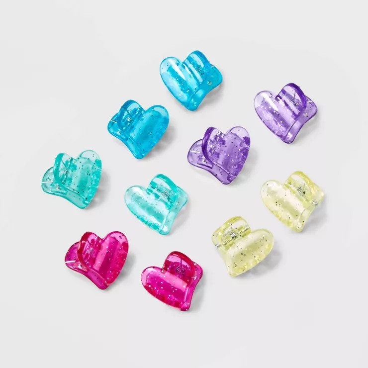 Girls' 10pk Jelly Heart Clips - Cat & Jack™ | Target