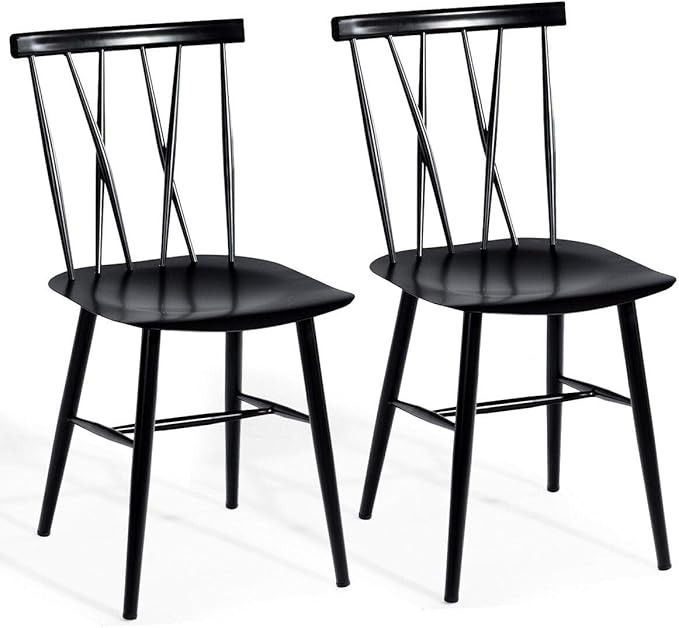 COSTWAY Dining Chair, Chic Bistro Cafe Side Chair for Indoor, Modern Chair with Backrest, Sturdy Met | Amazon (US)