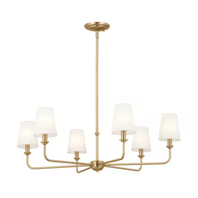 Kichler Pallas 6-Light Brushed Natural Brass Traditional Chandelier | Lowe's