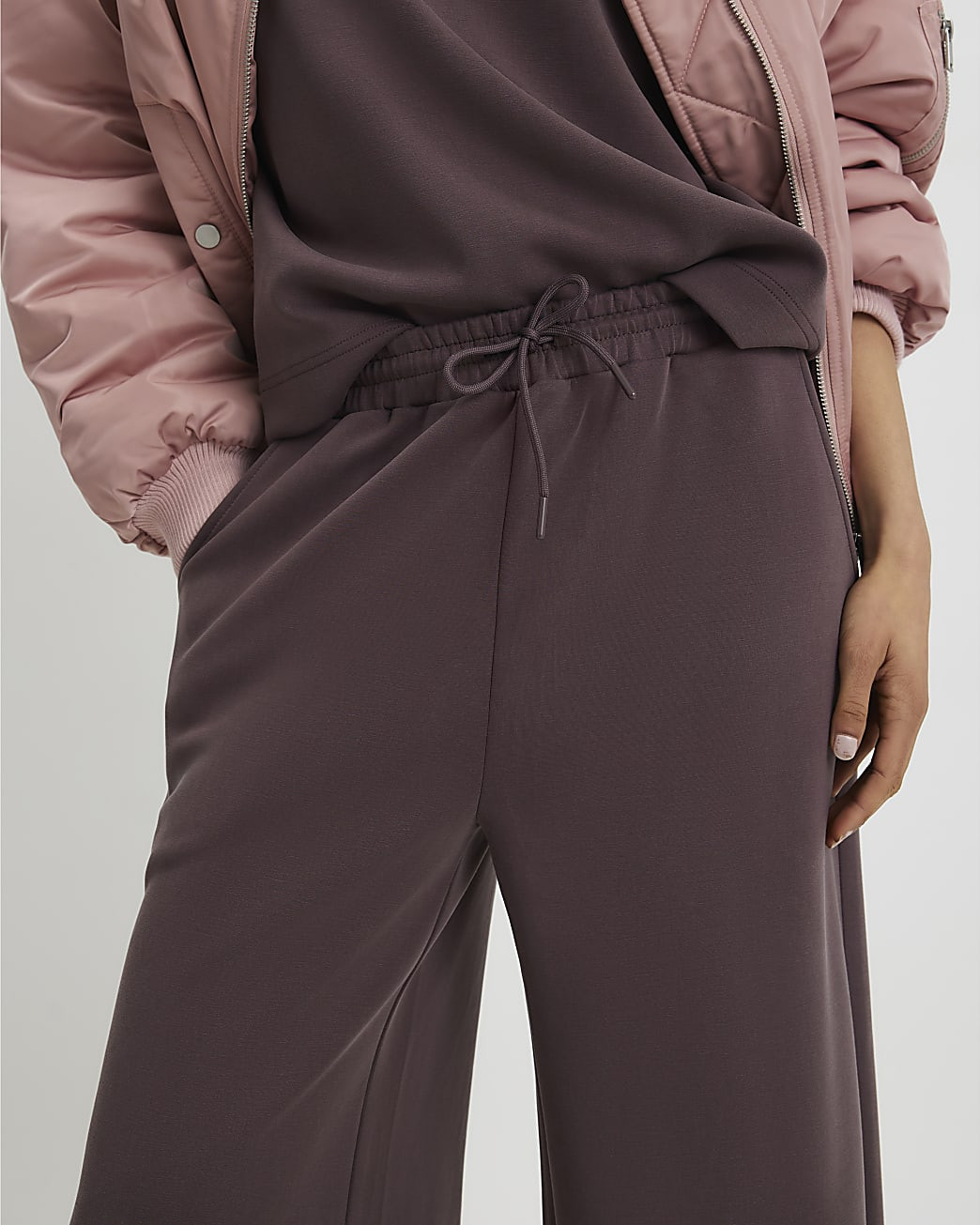 Brown Premium Wide Leg Joggers | River Island UK & IE