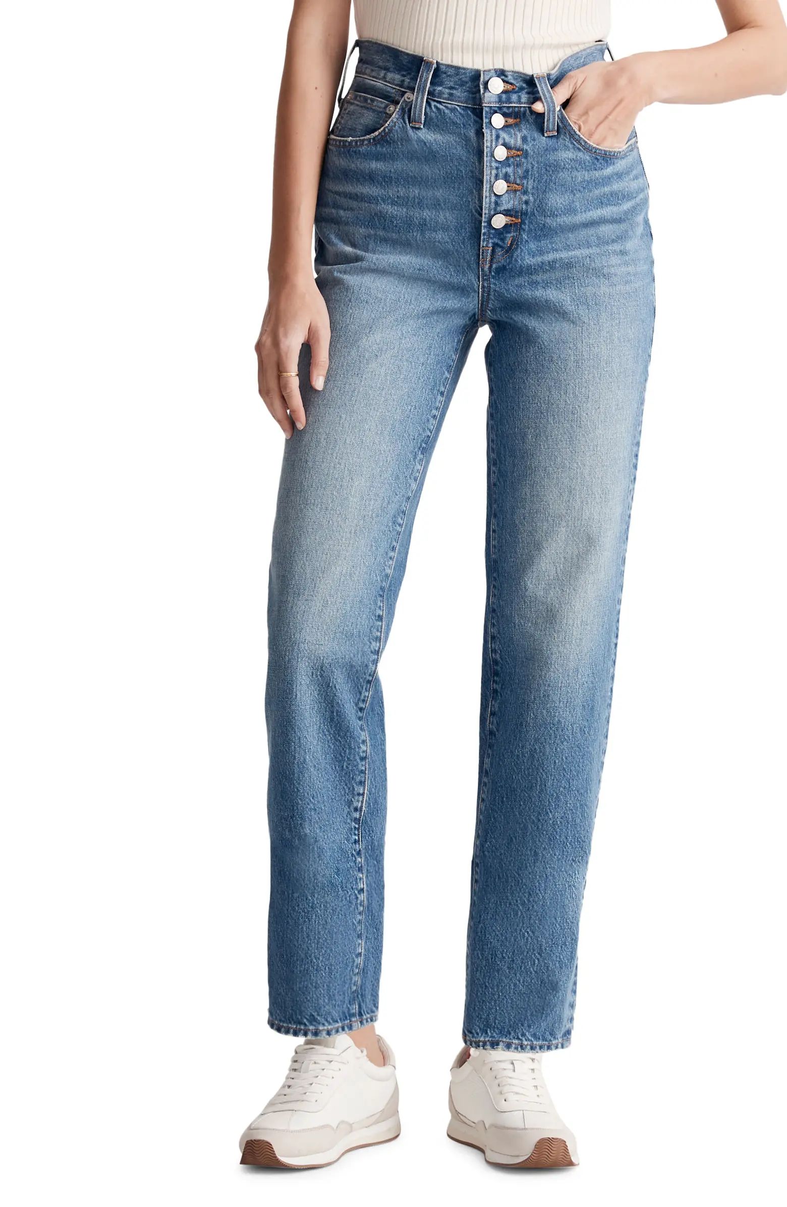 Madewell The Perfect Vintage Button Front Straight Leg Jeans | Nordstrom | Nordstrom