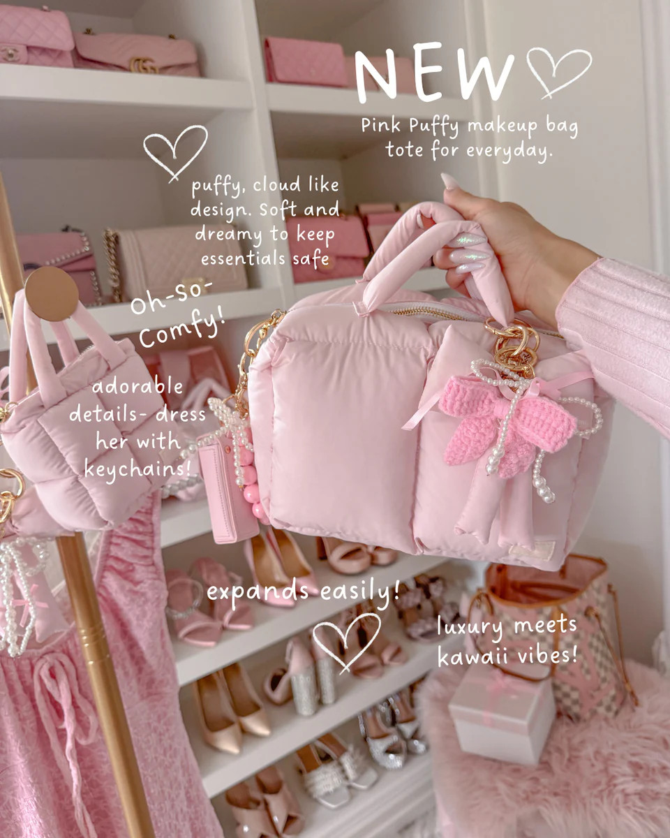 Pink Puffy Tote Collection💕 | SLMISSGLAM BEAUTY
