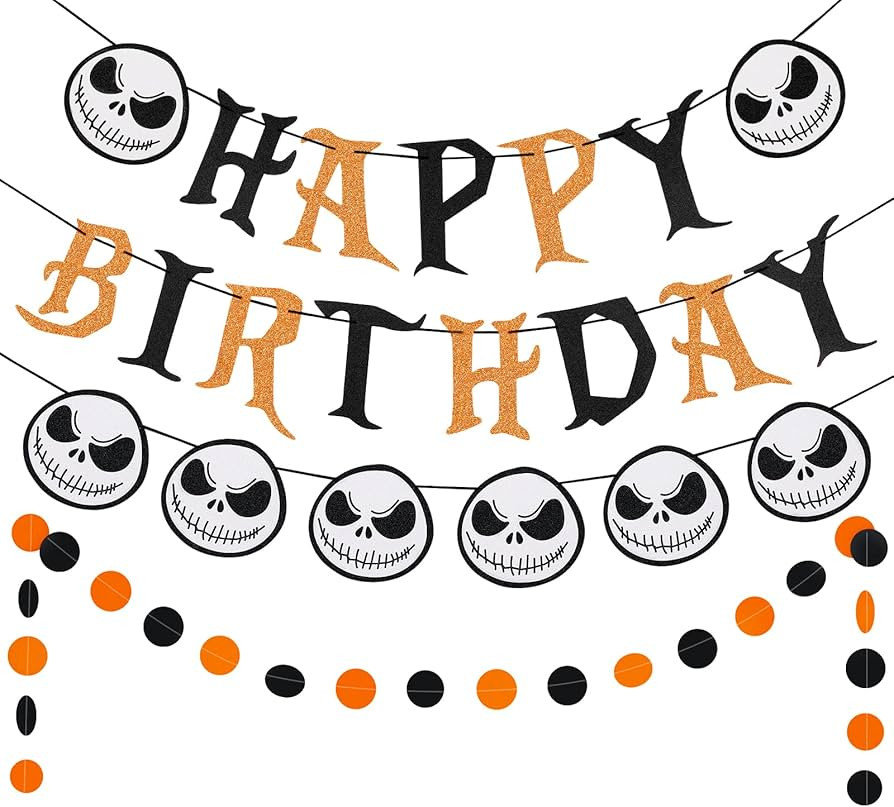 Jack Skellington Happy Birthday Banner and Nightmare Before Christmas Birthday Banner Halloween H... | Amazon (US)
