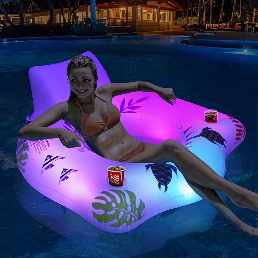 LanBlu Aufblasbarer Pool Luftmatratze Schwimmsessel mit Farbe Wechselnden Licht, Solarbetriebene ... | Amazon (DE)