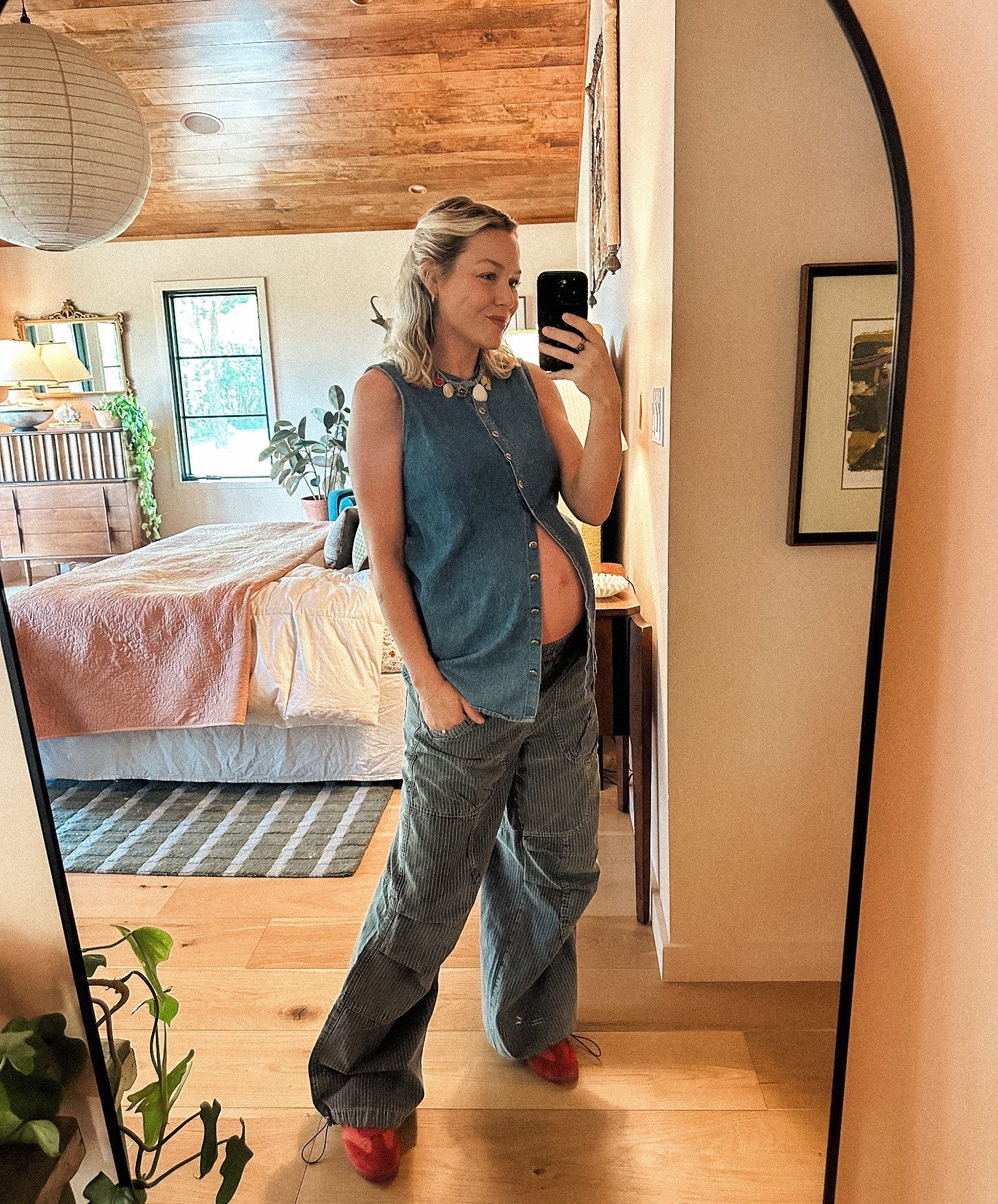 loving these free people parachute jeans…i got a size small so i can still wear after baby