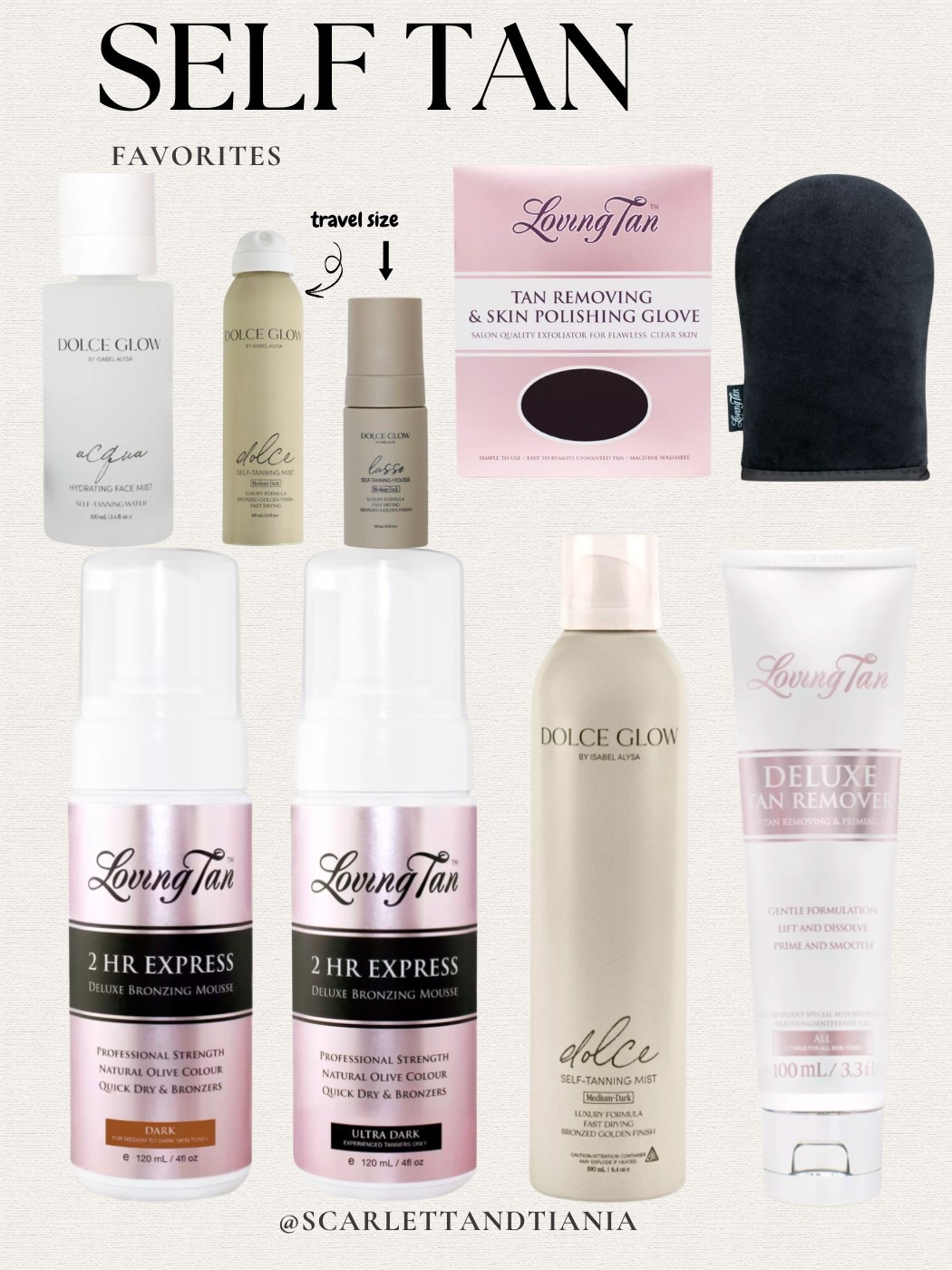Some of my favorite self tan products!! Love that the Dolce Glow comes in travel size!

Self tanner // self tan // loving tan // best self tanner // dolce glow // self tan foam // self tan mousse 

#LTKBeauty #LTKFindsUnder100 #LTKFindsUnder50