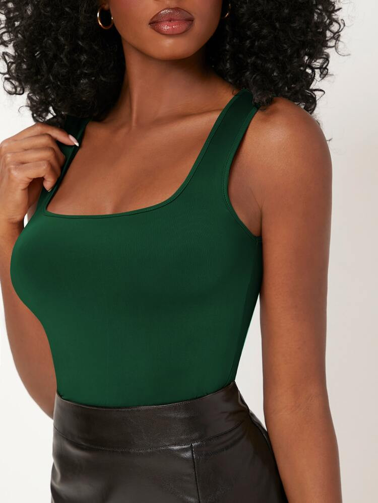 SHEIN BASICS Solid Square Neck Tank Top | SHEIN