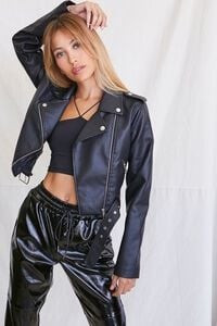 Faux Leather Cropped Moto Jacket | Forever 21 (US)