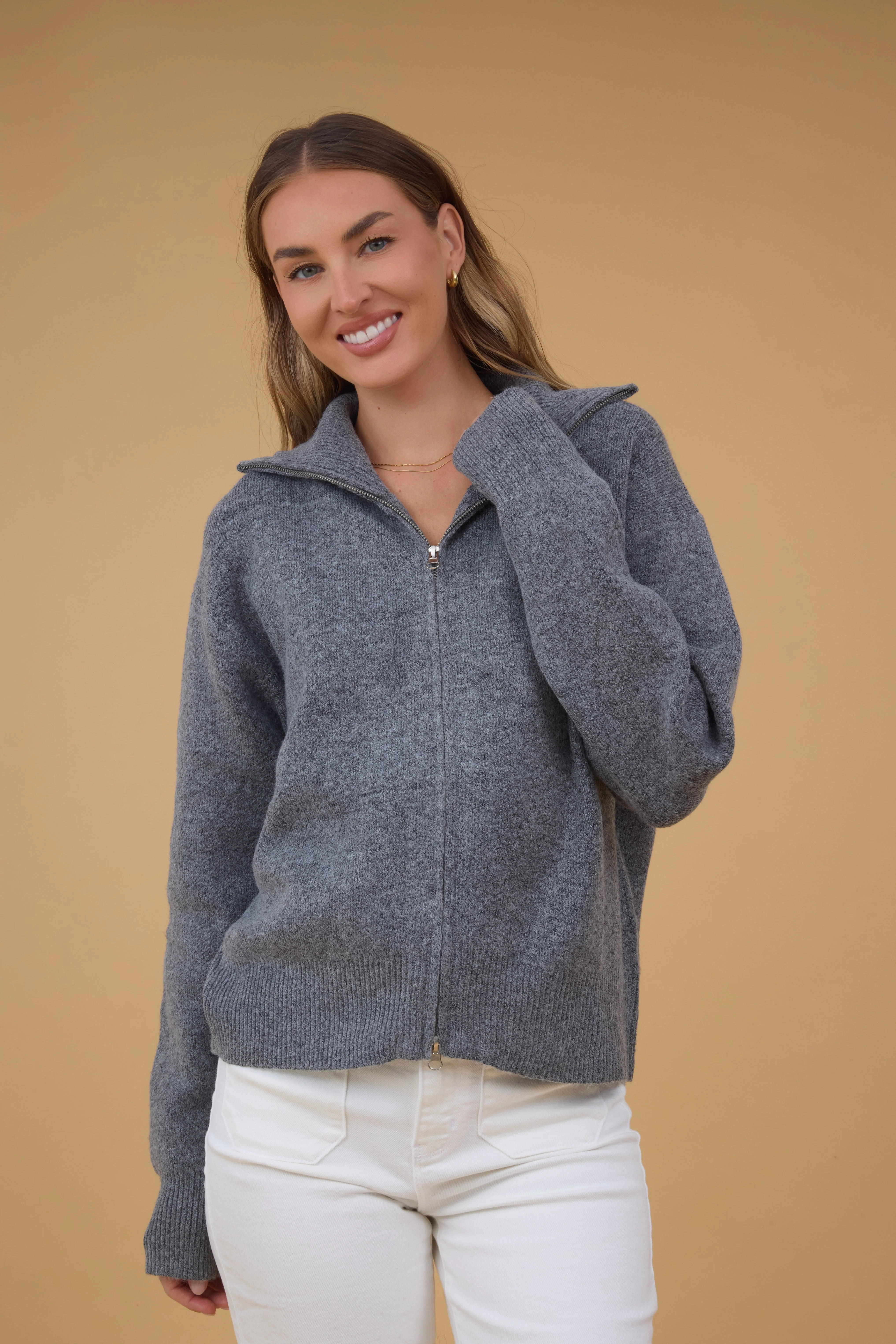 Modest Two Way Zip-Up Sweater | Called To Surf