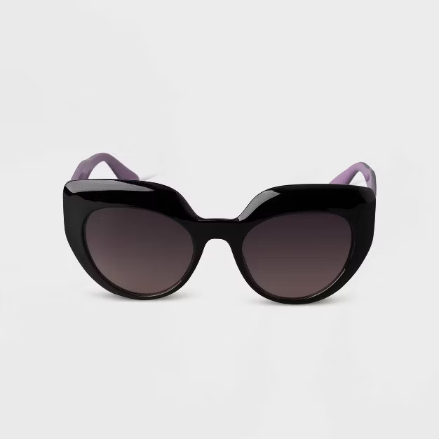Women's Two-Tone Cateye Sunglasses - A New Day™ Black | Target