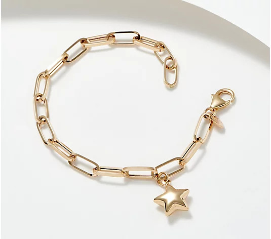 EternaGold Paperclip Chain Motif Bracelet, 14K Gold, 2.4-2.6g | QVC