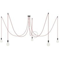 Spider, Multiple Pendant Light Chandelier With 5 Pendants, Black Metal, Rm09 Red Cable | Etsy (US)