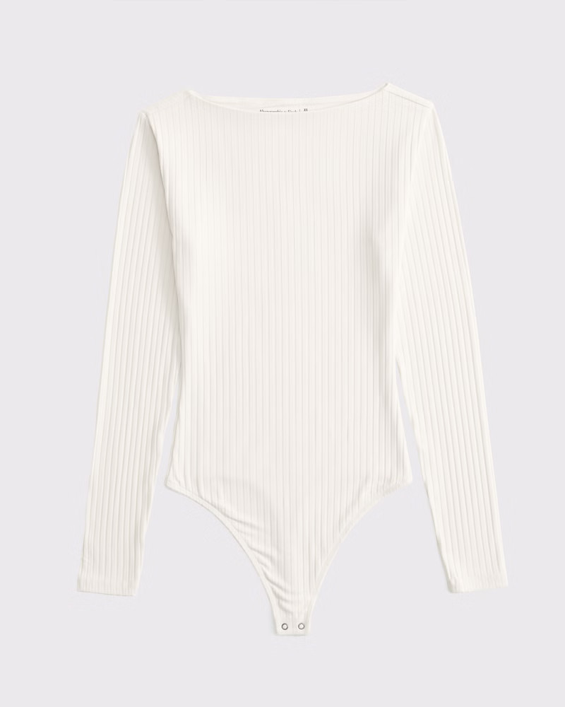 Long-Sleeve Wide Rib Slash Bodysuit | Abercrombie & Fitch (US)