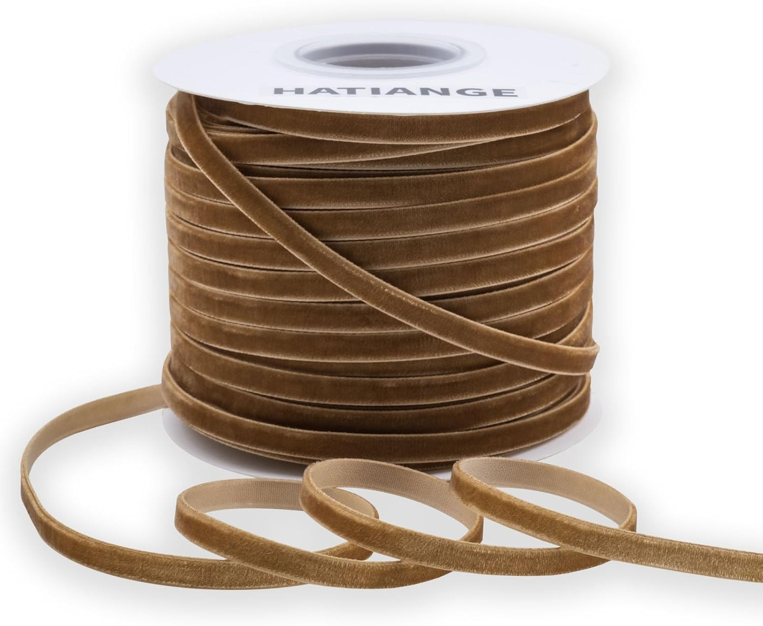HATIANGE Khaki Velvet Ribbon Single Face 1/4 Inch X 50 Yards,for Gift Wrapping, Hair Bows, Choker, Wedding Decorations -50Yds | Amazon (US)