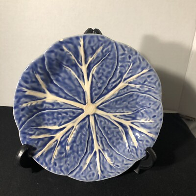 1 BORDALLO PINHEIRO BLUE CABBAGE LEAF MAJOLICA SALAD PLATE PORTUGAL HTF  7.5”  | eBay | eBay US