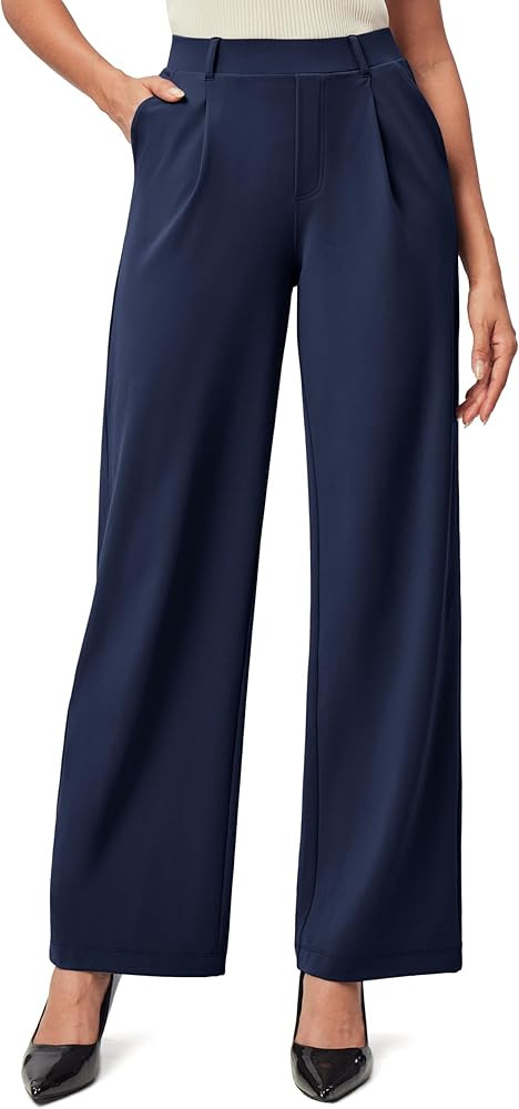 IUGA Womens Dress Pants Wide Leg Pull On Stretchy Work Pants Women High Waisted Business Casual T... | Amazon (US)