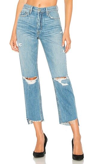 GRLFRND Helena High-Rise Straight Crop Jean in Last Song | Revolve Clothing (Global)
