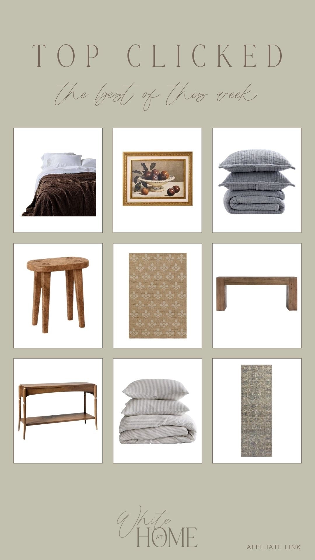 Last week’s top clicked favorites! Affordable and underrated bedding, console tables, simple kitchen styling favorites, and more!

#LTKHome
