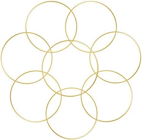 Sntieecr 8 PCS Gold Metal Floral Hoop Wreath Macrame Gold Hoop Rings for DIY Wedding Wreath Decor... | Amazon (US)