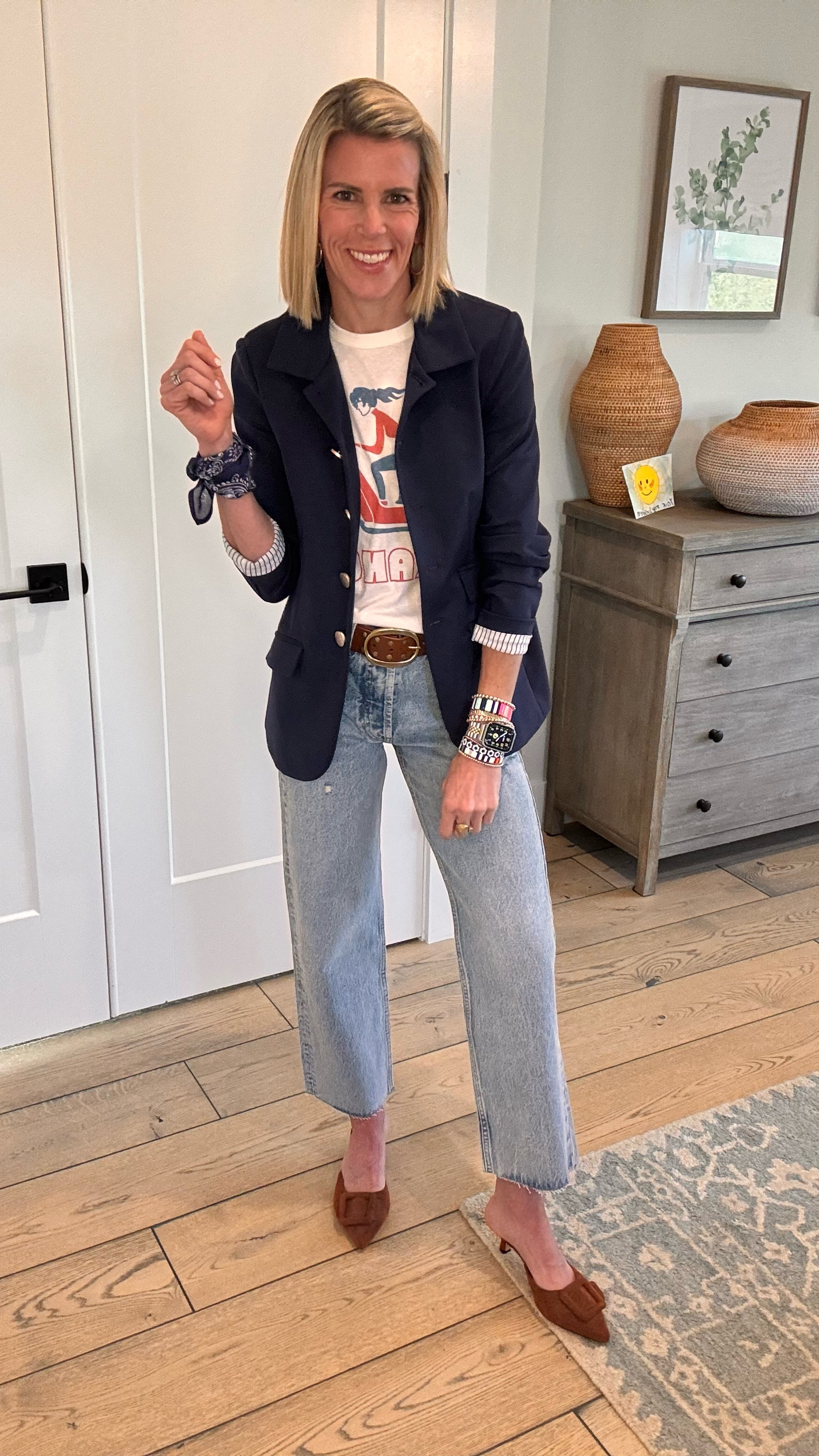 Still adding a little European flair to the look with bandanas!! Also this denim is 🤌🏻 fit is TTS and not a lot of stretch!  

#LTKWorkwear #LTKStyleTip #LTKOver40