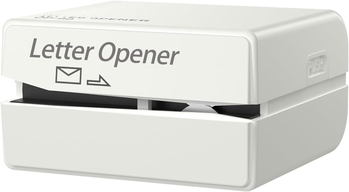 Battery Operated Electric Letter Opener - Portable Efficient Electric Envelope Opener, Mail Opener, Universal Mail Cutter Tool for Office & Home Use, White | Amazon (US)