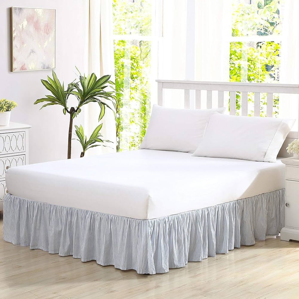 Laura Ashley Home - Cotton Ruffled Bedskirt, Lightweight Home Decor with Classic Style (Blue, Kin... | Amazon (US)