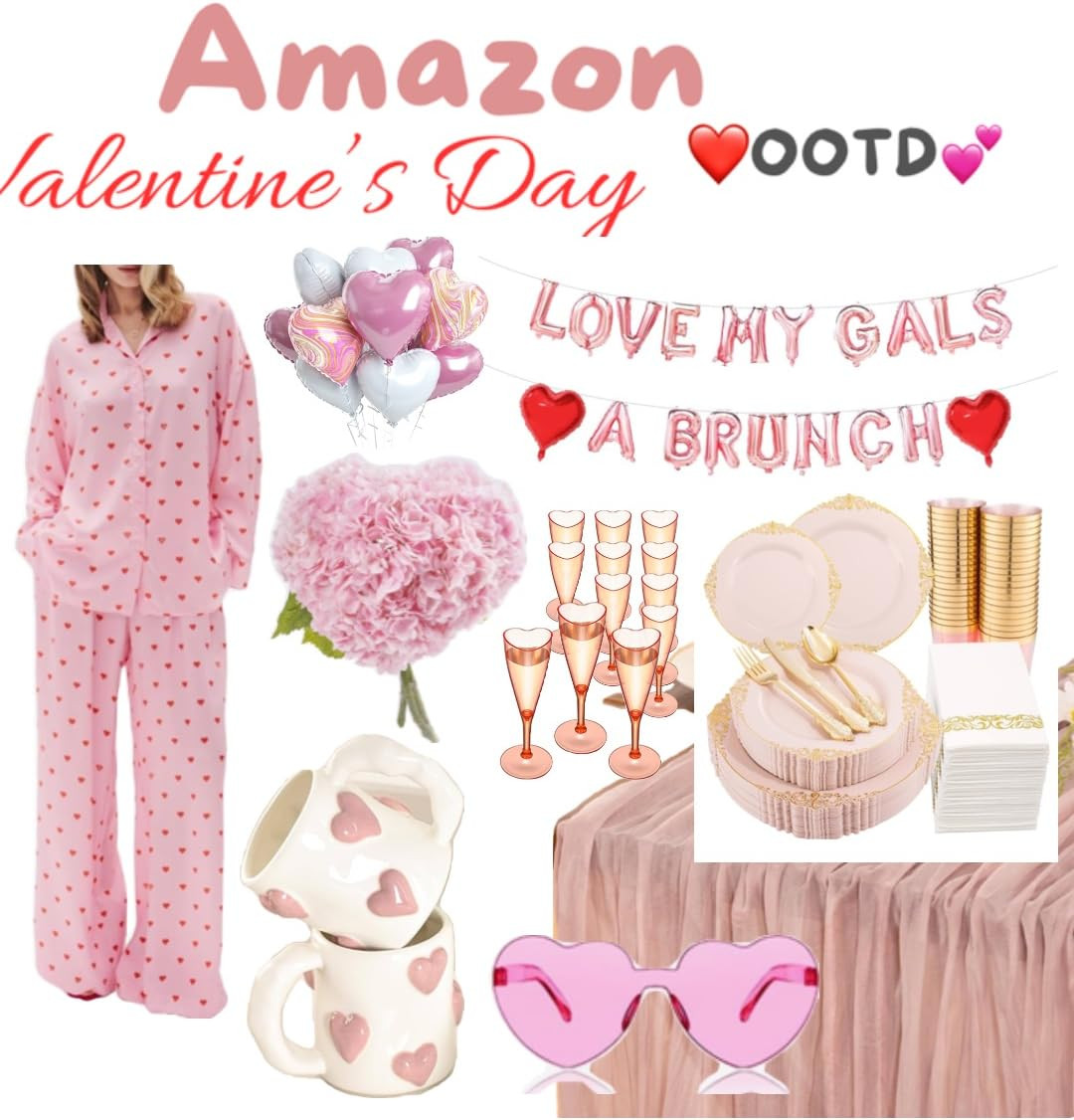 RUEWEY Women 2 Piece Pajama Set Heart Print Long Sleeves Button Down Lapel Shirt Long Pants Matching Sets Loungewear | Amazon (US)