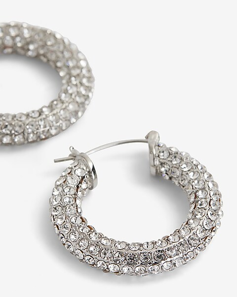 Rhinestone Tube Hoop Earrings | Express