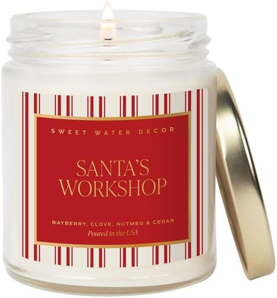 Sweet Water Decor Santa's Workshop Candle - Bayberry, Fir, Nutmeg, and Clove Winter Holiday Scent... | Amazon (US)