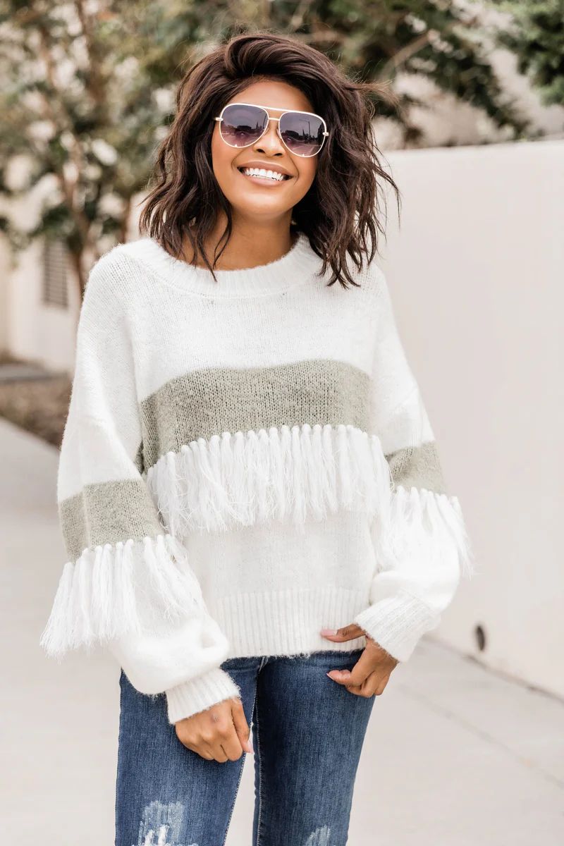 Let's Start Again Cream Fringe Sweater | The Pink Lily Boutique