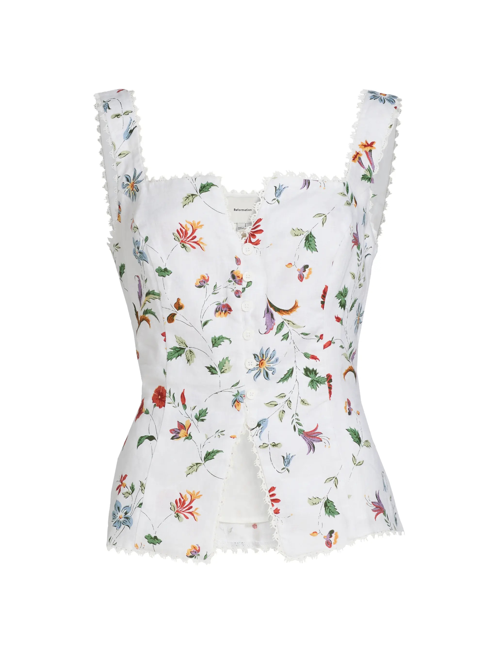 Viola Lace-Trim Linen Top | Saks Fifth Avenue