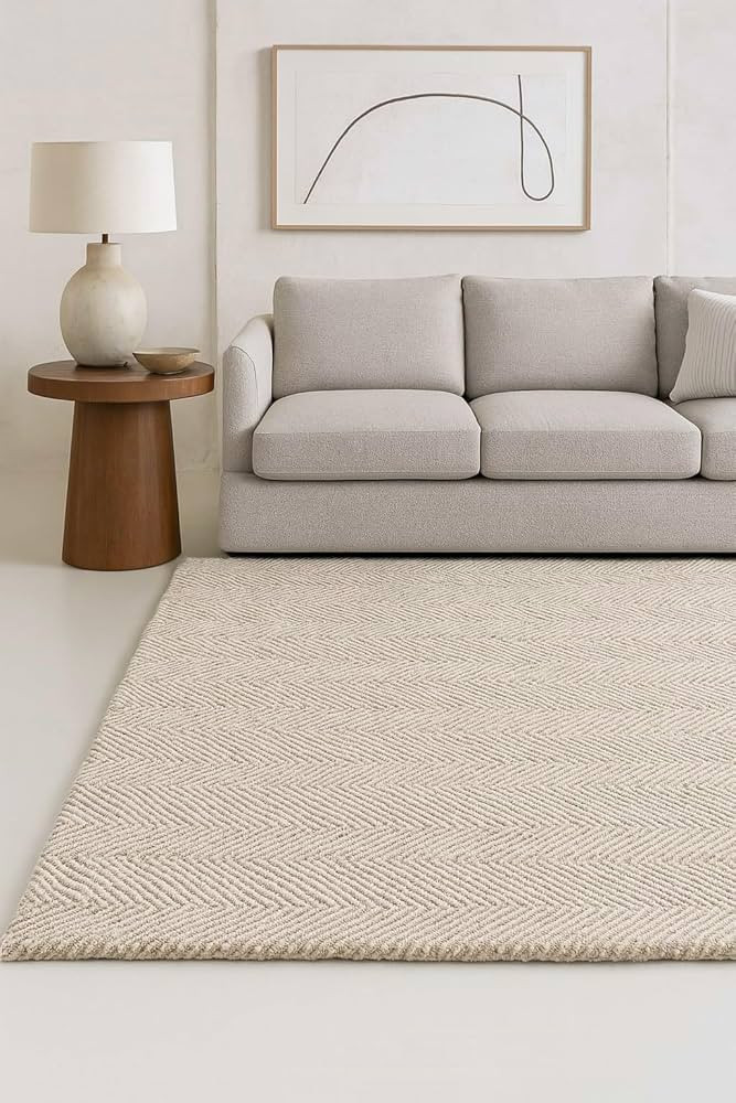 Modern Herringbone Chevron Collection Handcrafted Wool Area Rug - Durable, Zigzag Pattern, for Hi... | Amazon (US)