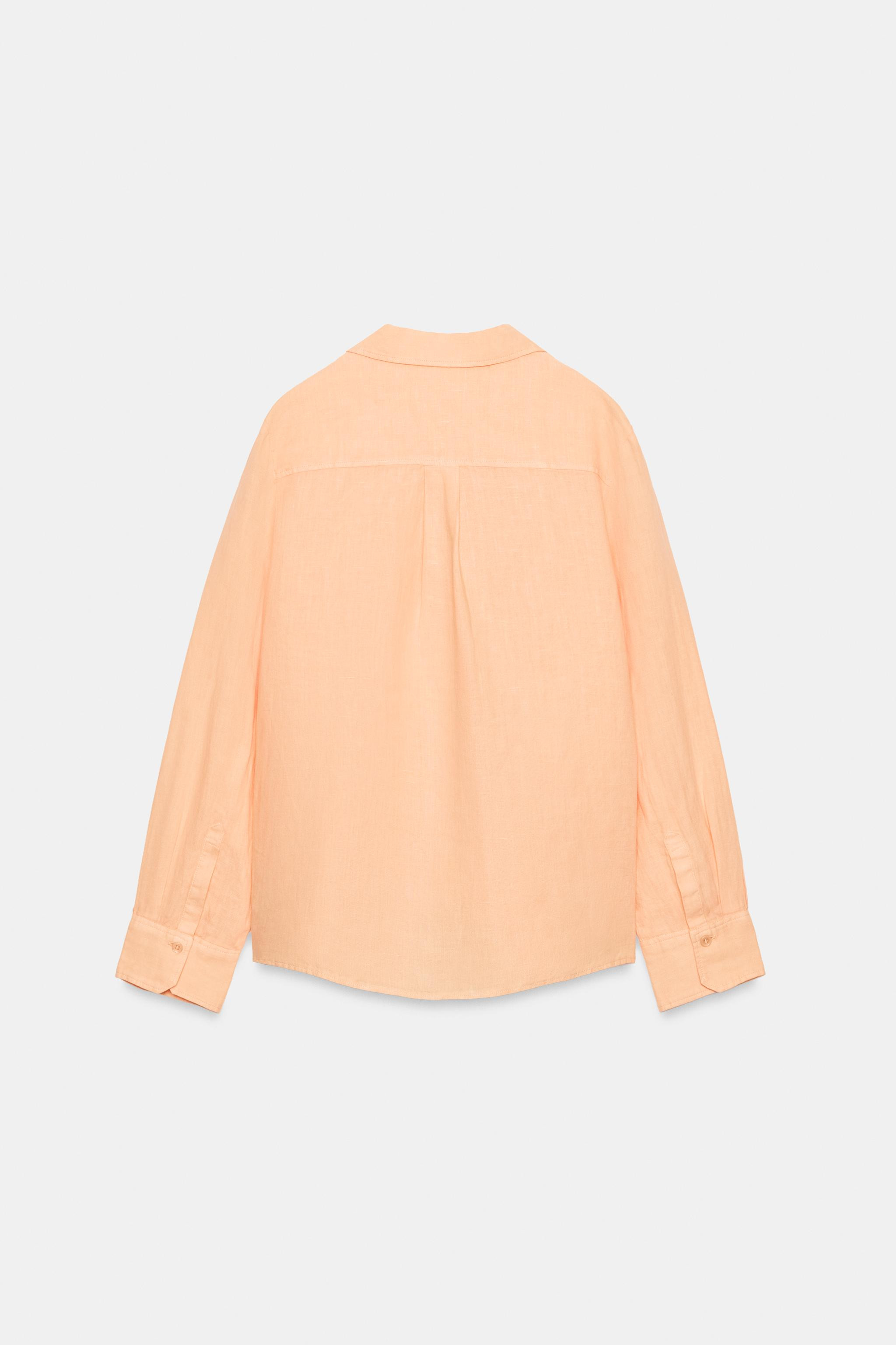 100% LINEN SHIRT WITH POCKET ZW COLLECTION | Zara US
