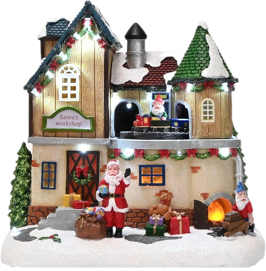 Valery Madelyn Christmas Decorations Indoor Christmas Village Lighted Santa's Workshop, Xmas Figu... | Amazon (US)