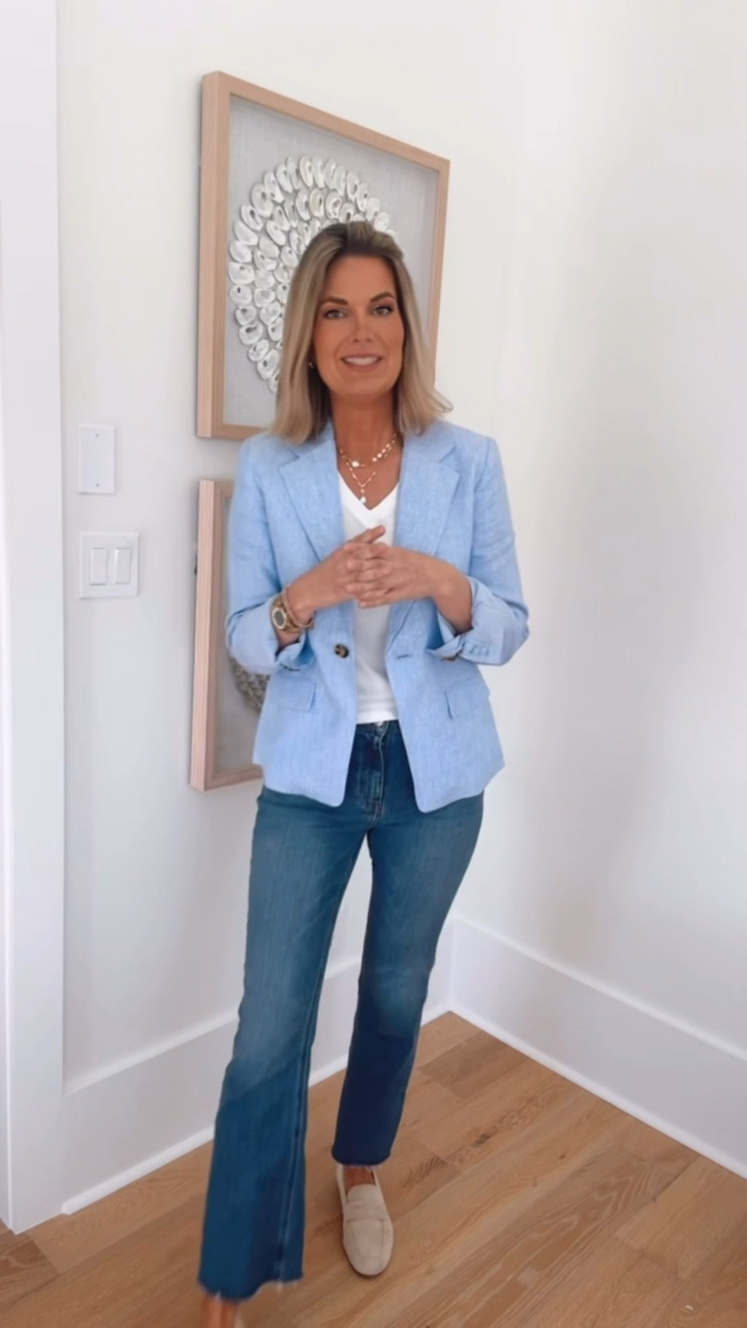 Spring hue - BLUE! These are the best mid 40’s denim shorts I’ve found. Perfect length to look cool without showing your cheeks or looking too matronly.

I paired a classic oxford, a linen blazer, and a denim jacket that covers the bum with my favorite @onequince denim bottoms. I love that they carry so many organic cotton clothing options!

I am 5’11” in small tops and sized up one in the waist of the shorts for a more relaxed fit.

#quincepartner #liketkit @shop.ltk