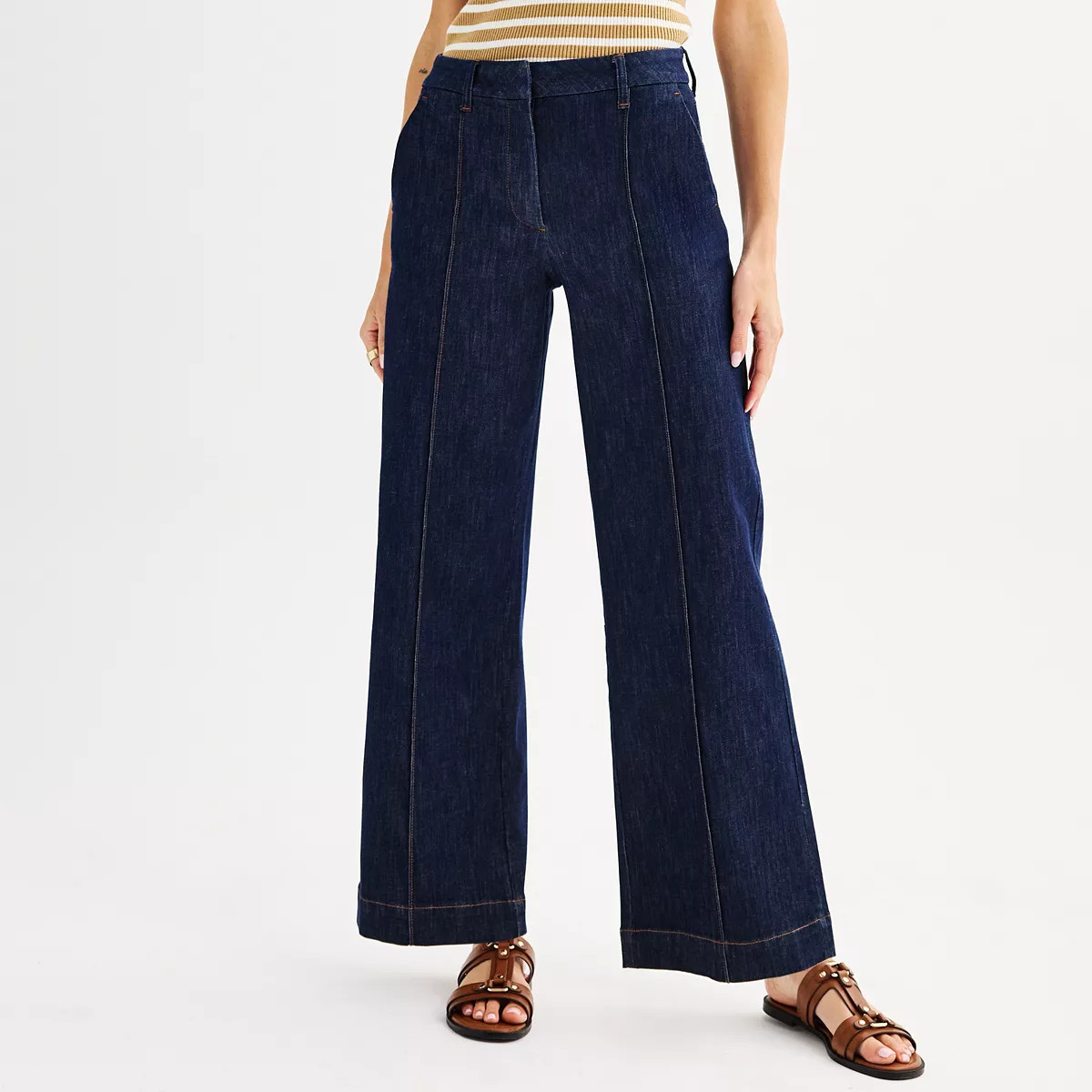 Women's Nine West Pintuck Wide Leg Jeans | Kohl's