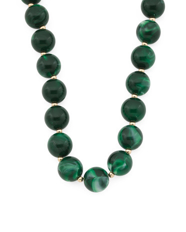 Gold Plated Green Lola Stone Bead Necklace | TJ Maxx