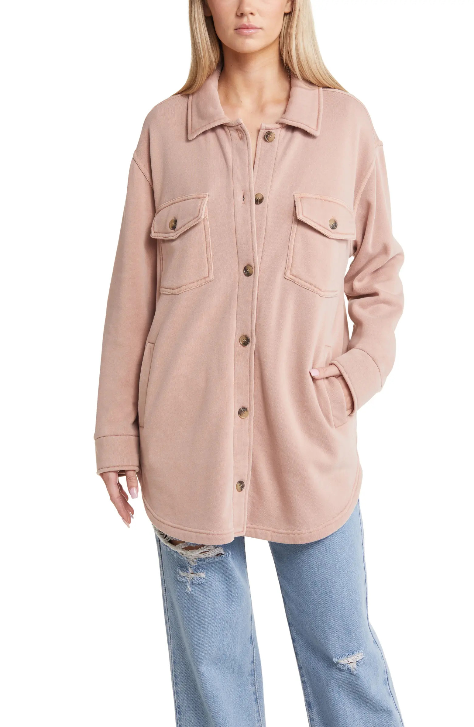 Longline Sweatshirt Knit Shacket | Nordstrom