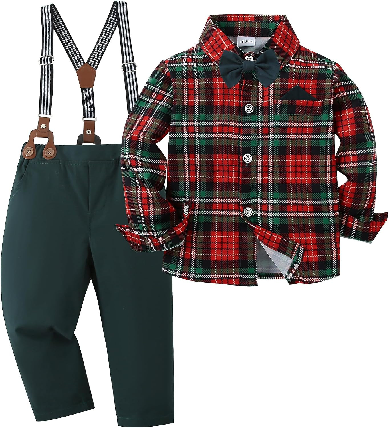 DISAUR Boy Suits Boys Wedding Outfit Dress Shirt with Bowtie/Suspender Pants for Formal Occasion 6-10 Years | Amazon (US)