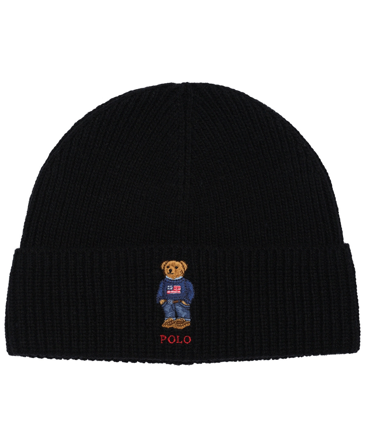 Polo Ralph Lauren Men's Solid Flag Bear Beanie - Black | Macy's