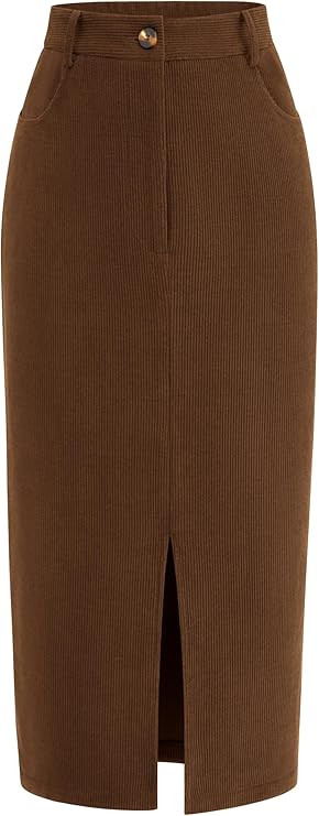 PRETTYGARDEN Women's Fall Midi Pencil Skirts Dressy Casual Work Office High Waisted Long Slit Cor... | Amazon (US)