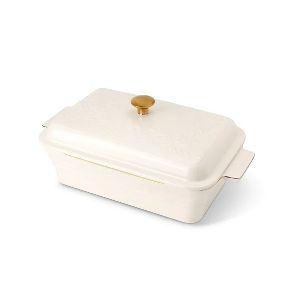 Thyme & Table 13" Stoneware Covered Baking Dish - Embossed White | Walmart (US)
