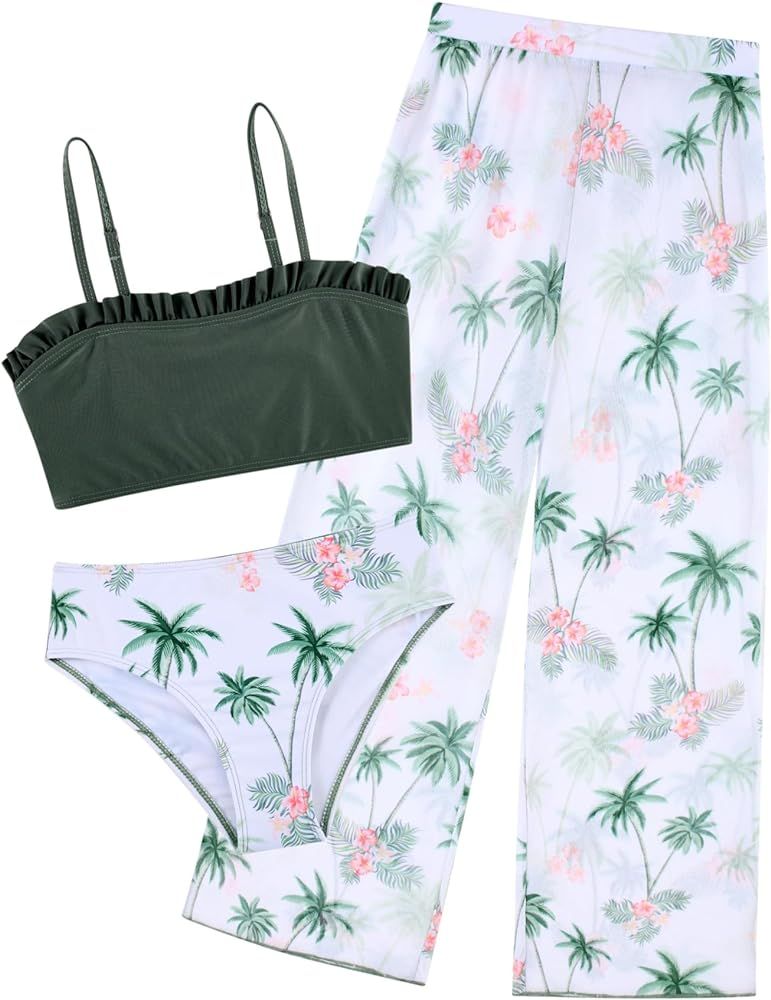 Vogseek 6-12T Girls 3 Pieces Bikini Bathing Suit with Rash Guard Pants Quick Dry Swimwear Cover-U... | Amazon (US)