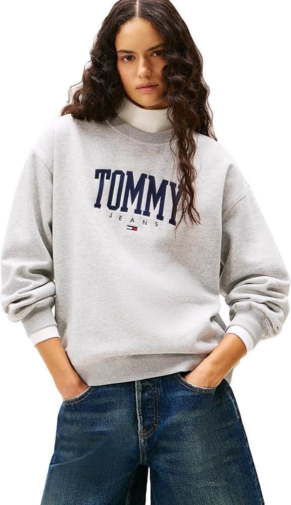 Tommy Jeans Women's Medium Weight Pullover Crewneck With Printed Logo | Amazon (US)