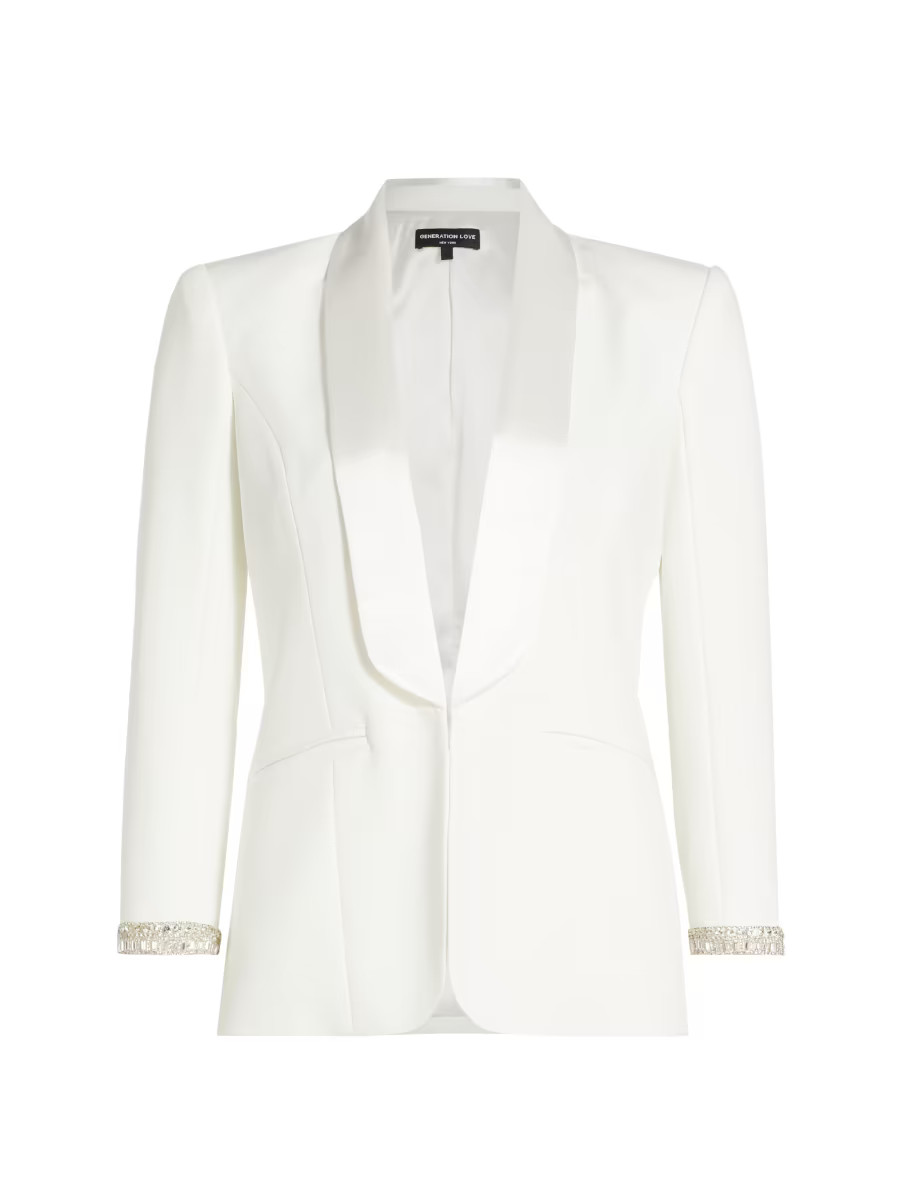 Argo Crystal Trimmed Satin & Crepe Blazer | Saks Fifth Avenue